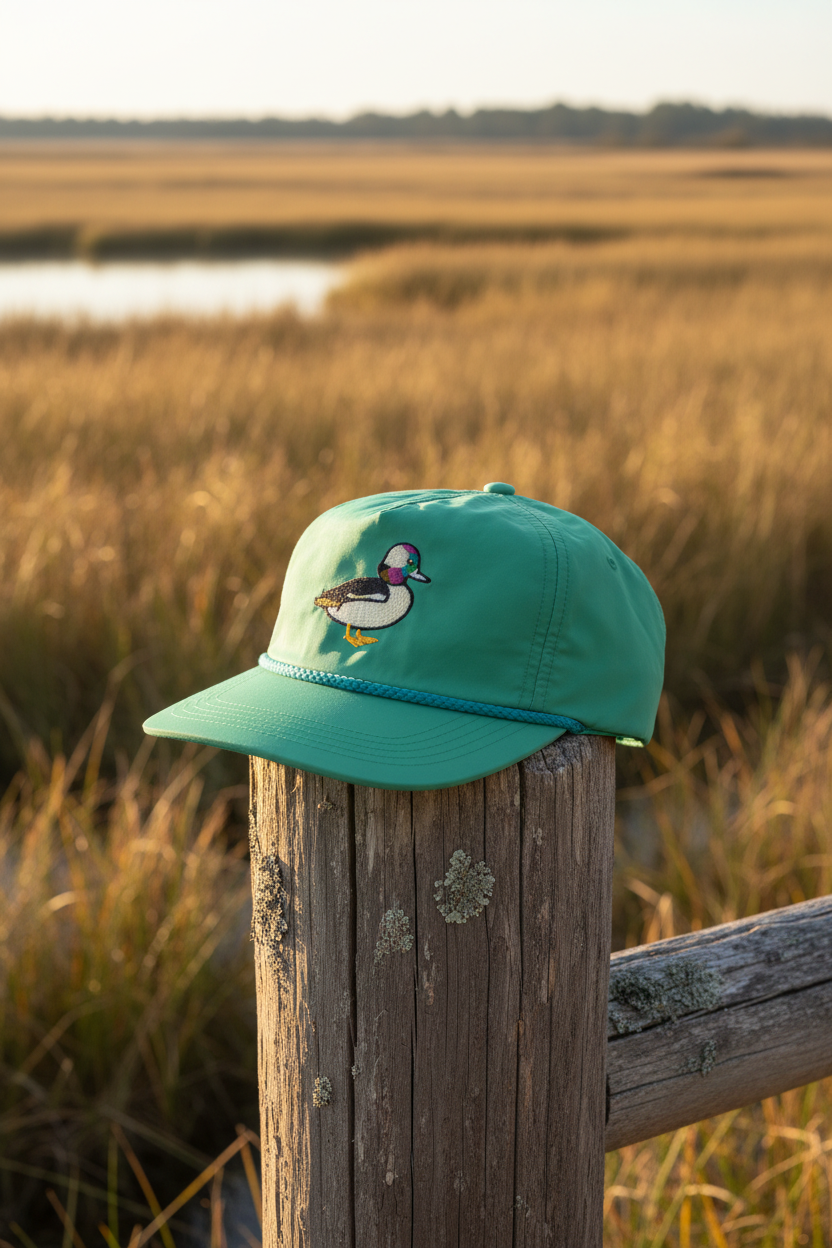 Bufflehead Duck Rope Cap, Green