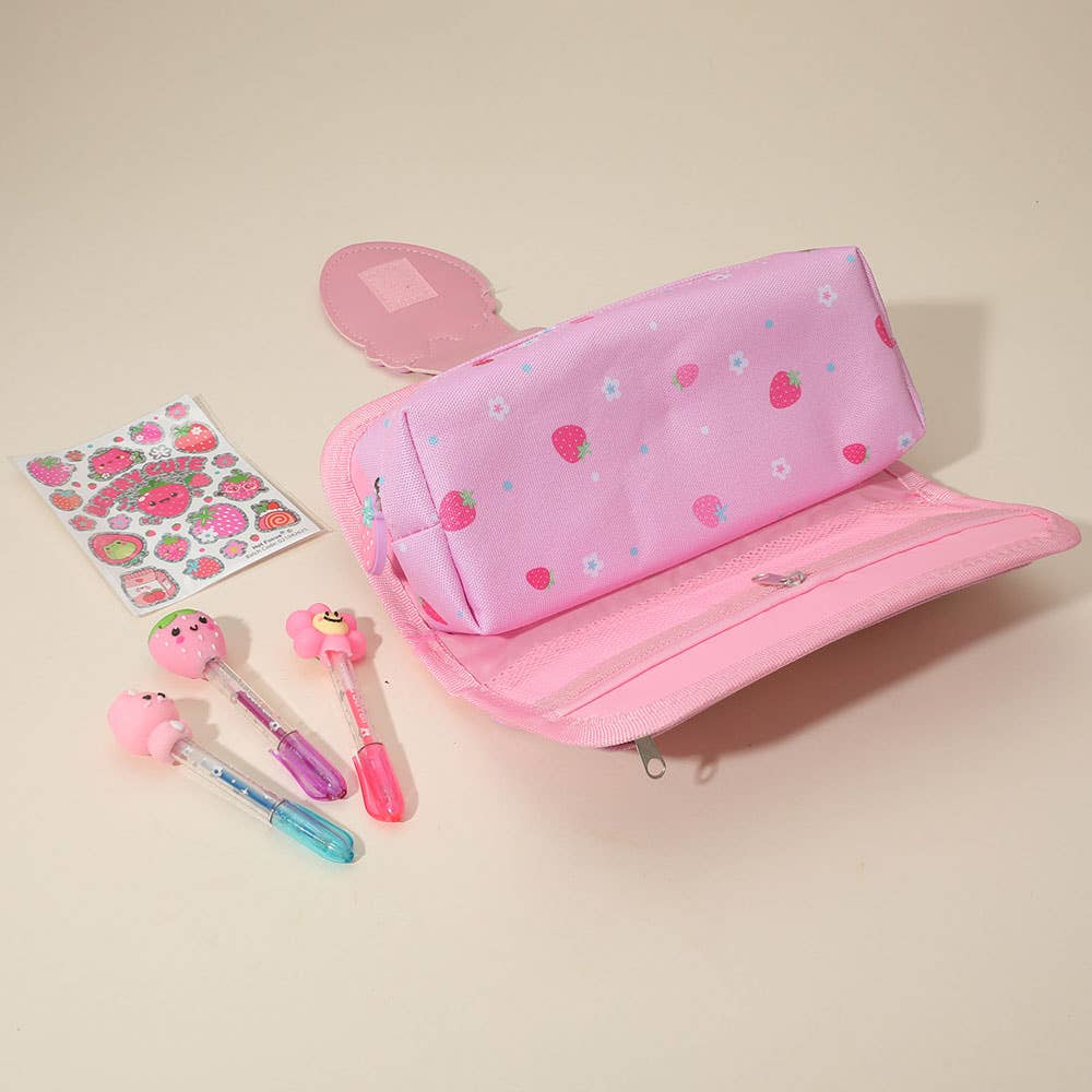Strawberry Pencil Bag Stationery Set